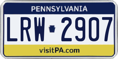 PA license plate LRW2907