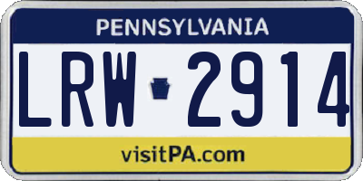 PA license plate LRW2914