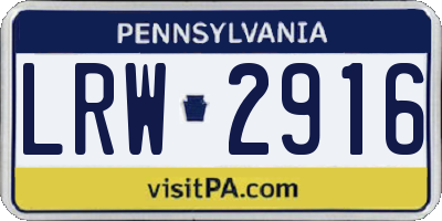 PA license plate LRW2916
