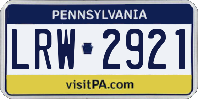 PA license plate LRW2921