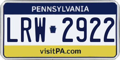 PA license plate LRW2922