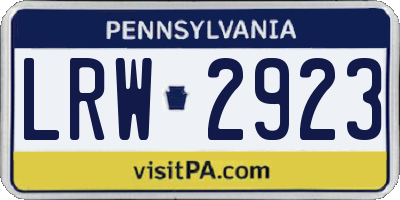 PA license plate LRW2923