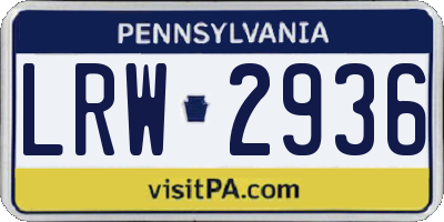 PA license plate LRW2936