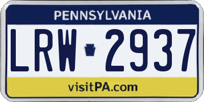 PA license plate LRW2937