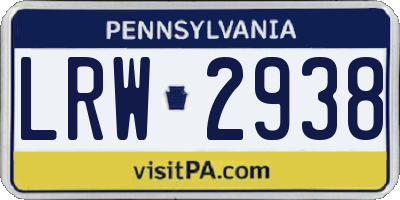 PA license plate LRW2938