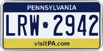 PA license plate LRW2942