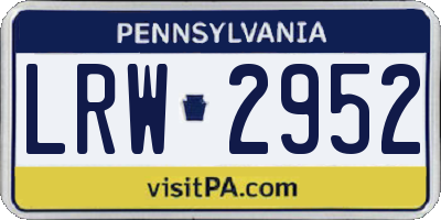 PA license plate LRW2952
