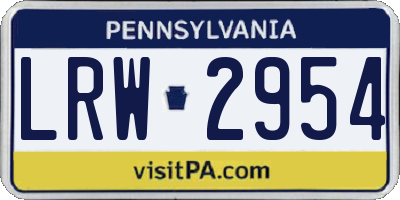 PA license plate LRW2954