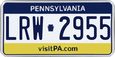 PA license plate LRW2955