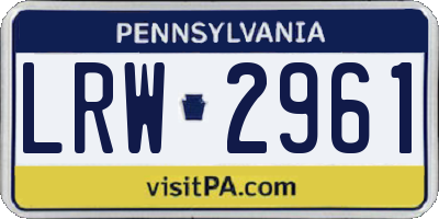 PA license plate LRW2961