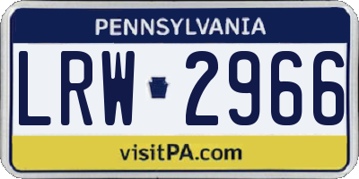 PA license plate LRW2966