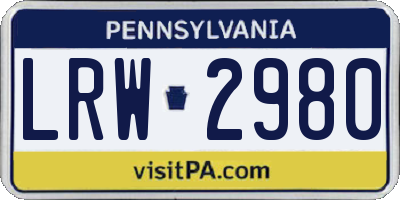 PA license plate LRW2980