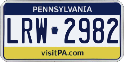 PA license plate LRW2982