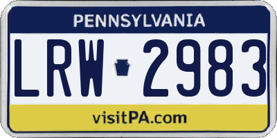 PA license plate LRW2983