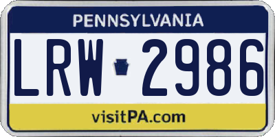 PA license plate LRW2986