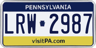 PA license plate LRW2987