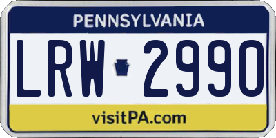 PA license plate LRW2990