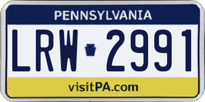 PA license plate LRW2991