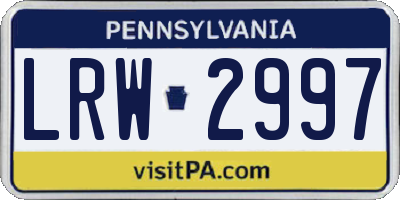 PA license plate LRW2997