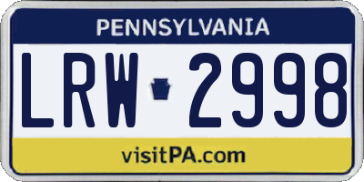 PA license plate LRW2998