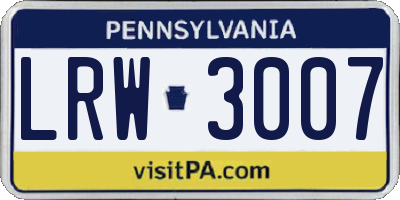 PA license plate LRW3007