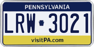 PA license plate LRW3021