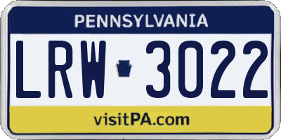 PA license plate LRW3022