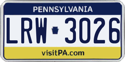 PA license plate LRW3026