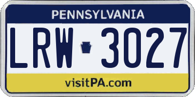 PA license plate LRW3027