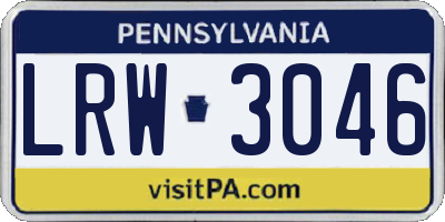 PA license plate LRW3046