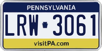 PA license plate LRW3061