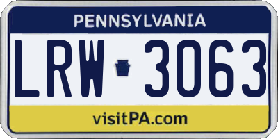 PA license plate LRW3063
