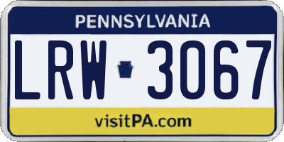 PA license plate LRW3067