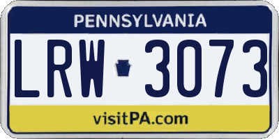 PA license plate LRW3073