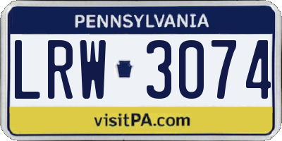PA license plate LRW3074