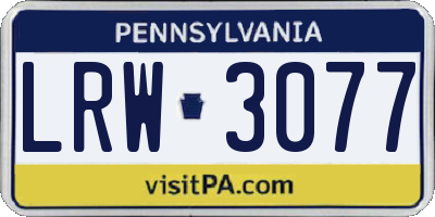 PA license plate LRW3077