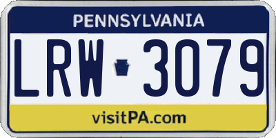 PA license plate LRW3079