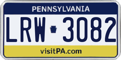 PA license plate LRW3082