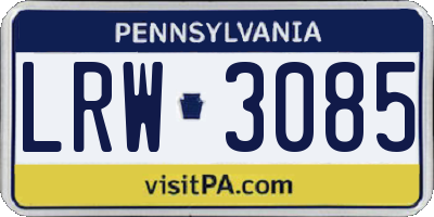PA license plate LRW3085