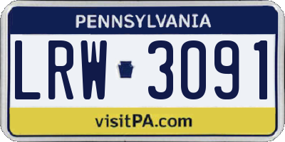 PA license plate LRW3091