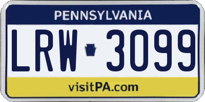 PA license plate LRW3099