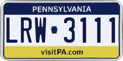 PA license plate LRW3111