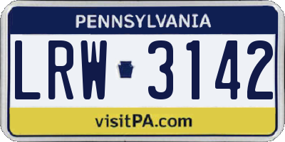 PA license plate LRW3142
