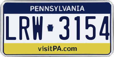 PA license plate LRW3154