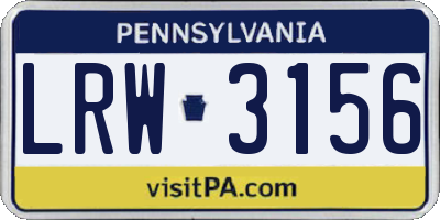 PA license plate LRW3156