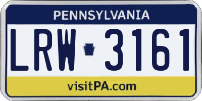 PA license plate LRW3161