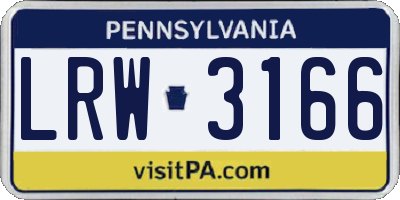 PA license plate LRW3166