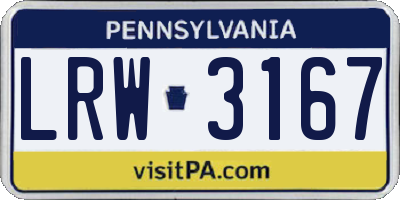 PA license plate LRW3167