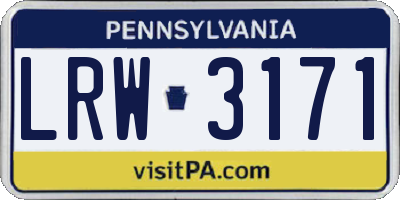 PA license plate LRW3171