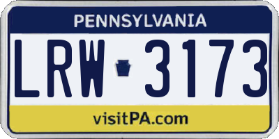 PA license plate LRW3173